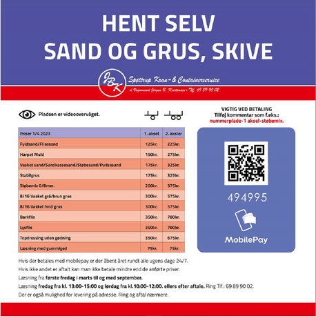 Hent selv sand og grus Skive